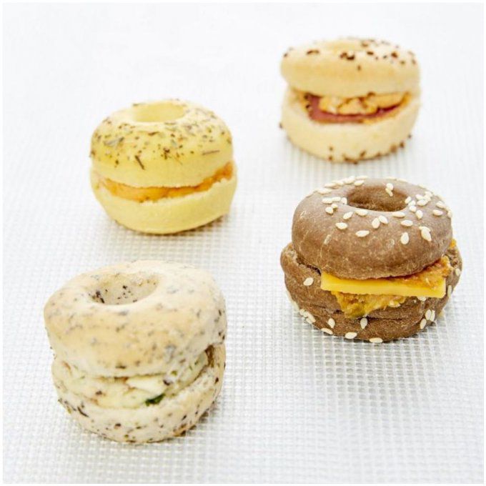 Assortiment de 4 mini bagels garnis (catalogue de fêtes 2023)