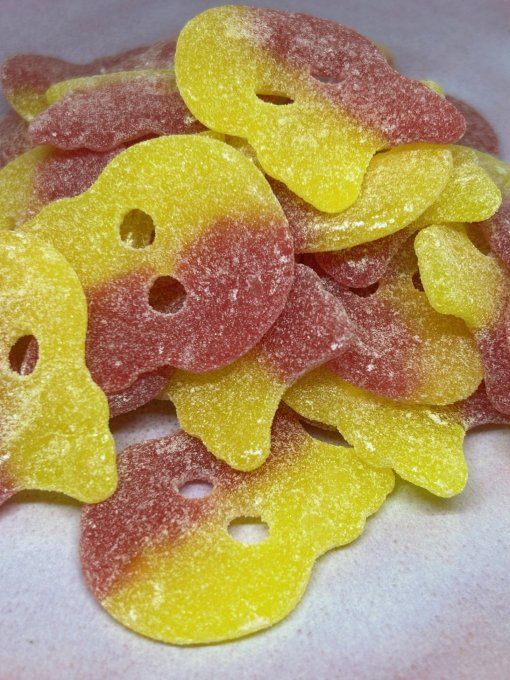 bubs crânes géants acides framboise citron bonbon suédois veggie acidulé