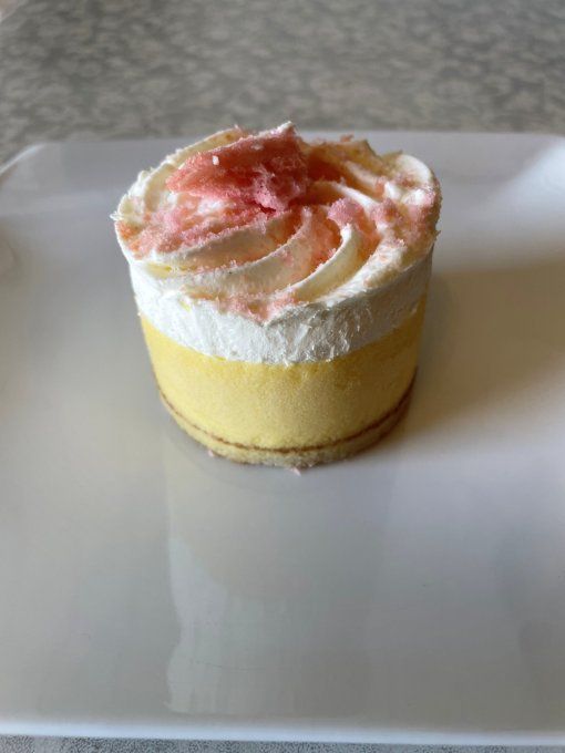 Entremet mangue, citron et biscuit rose (60 grammes) (catalogue de fêtes 2025)