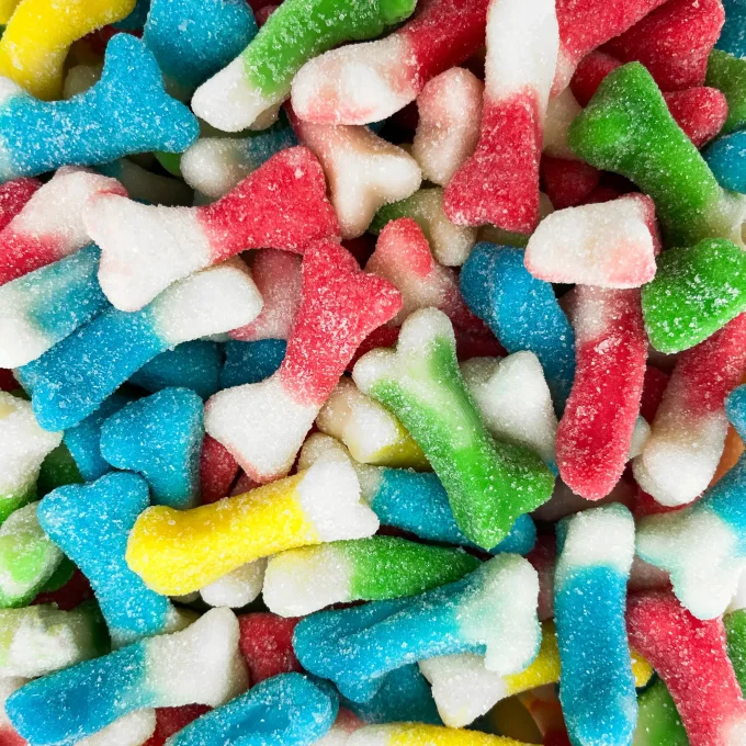 Os acide bonbon gélifié acidulé en forme d’os pour candy bar anniversaire