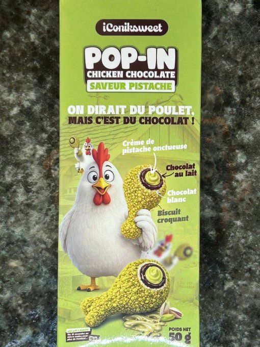 pop in chicken chocolate pistache iconiksweet faux poulet chocolat trompe oeil viral
